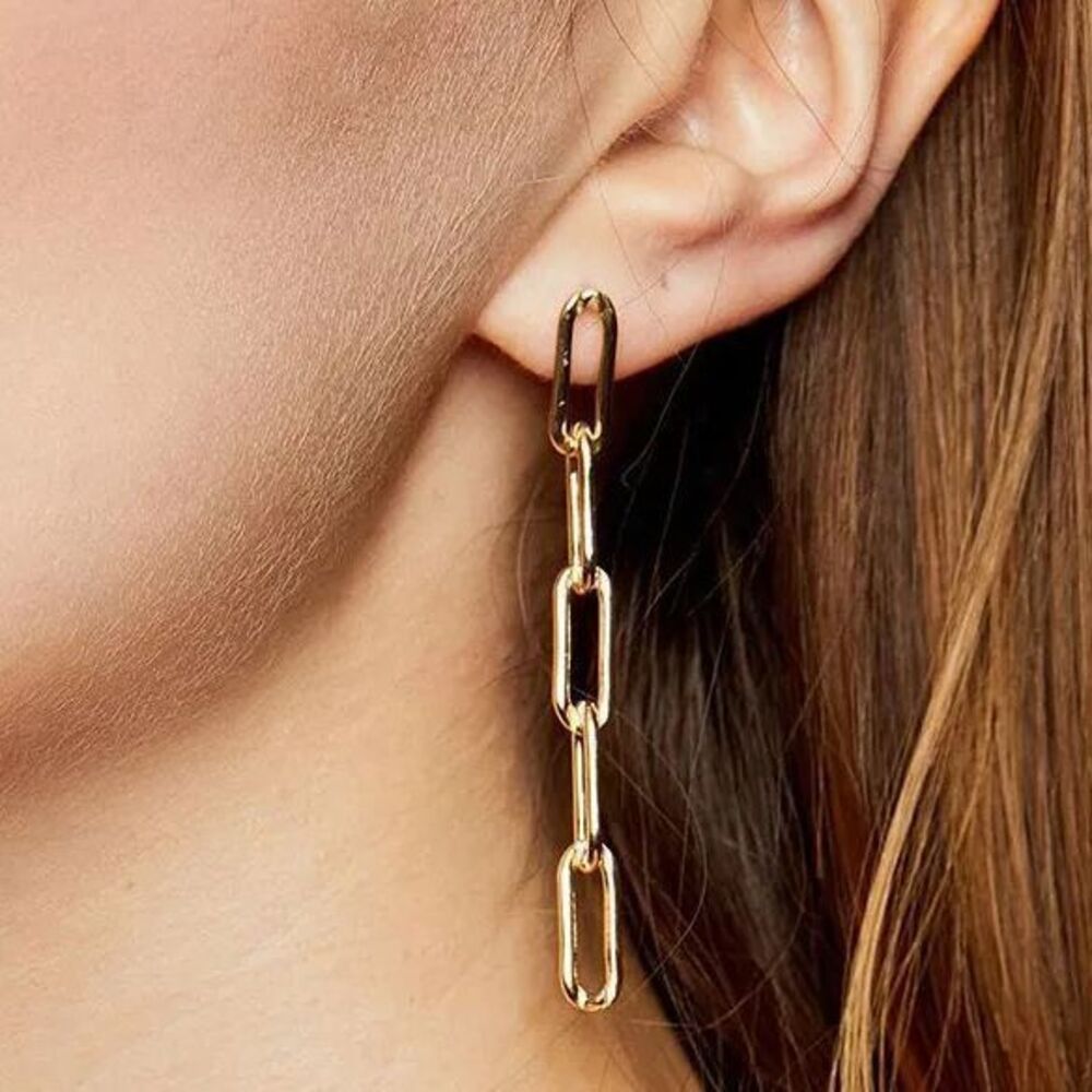 Cute‎ gold toned chain drop earrings